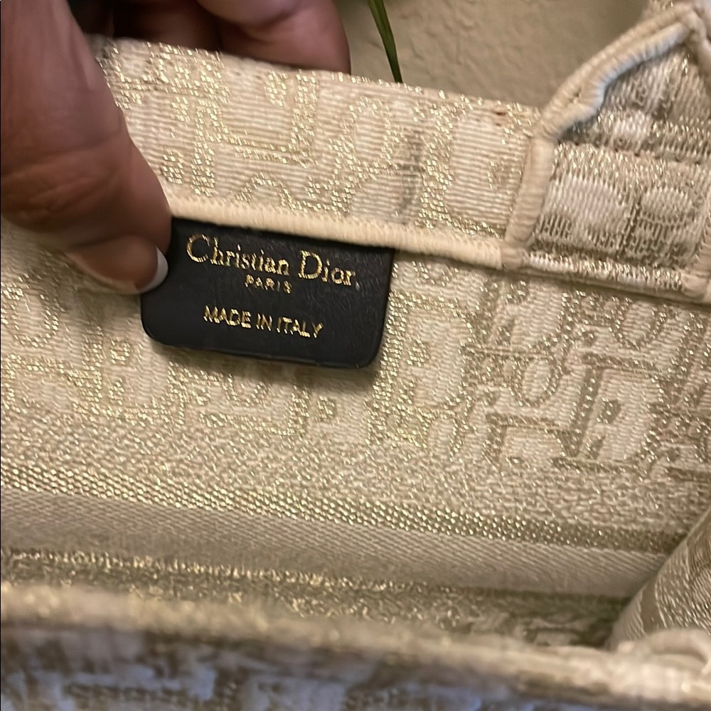 💕Vintage Dior Cream and Gold Mini Tote Bag with Structured Design - Picture 5 of 15
